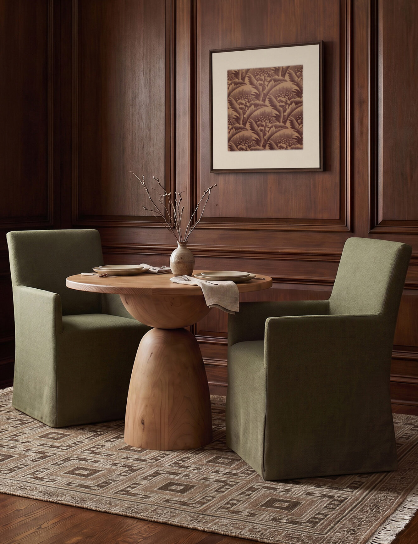 Haddan Slipcover Dining Arm Chair Sage Linen