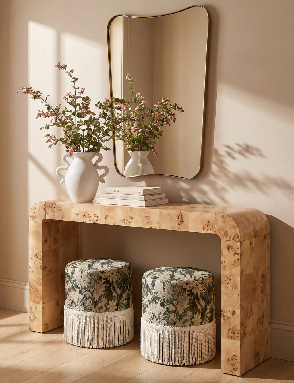 Alair Round Ottoman Jade Tapestry