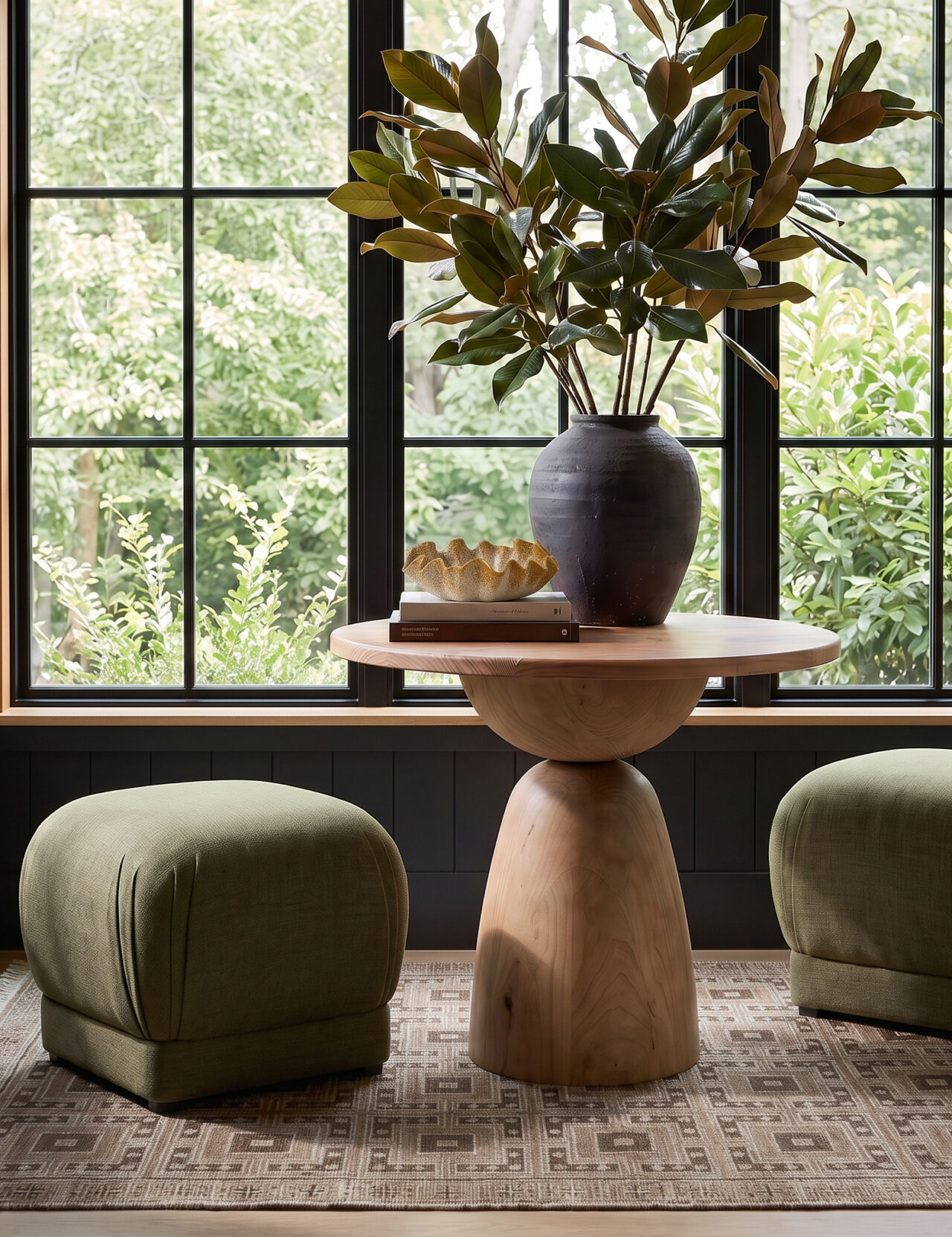 Bailee Pleated Pouf Ottoman Sage Linen